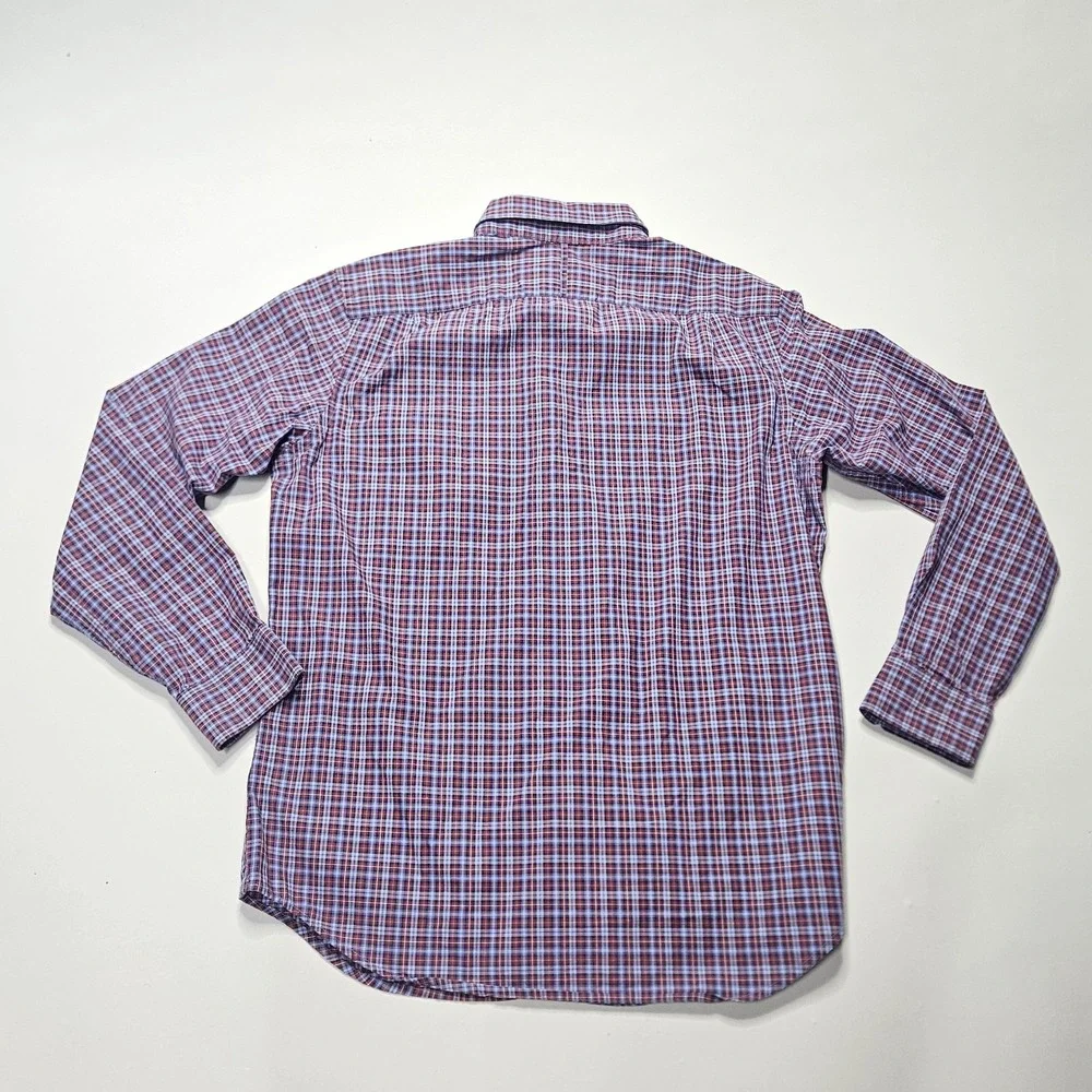 Banana Republic Mens Large L Button Down Shirt Soft Wash Plaid Long Sleeve Blue